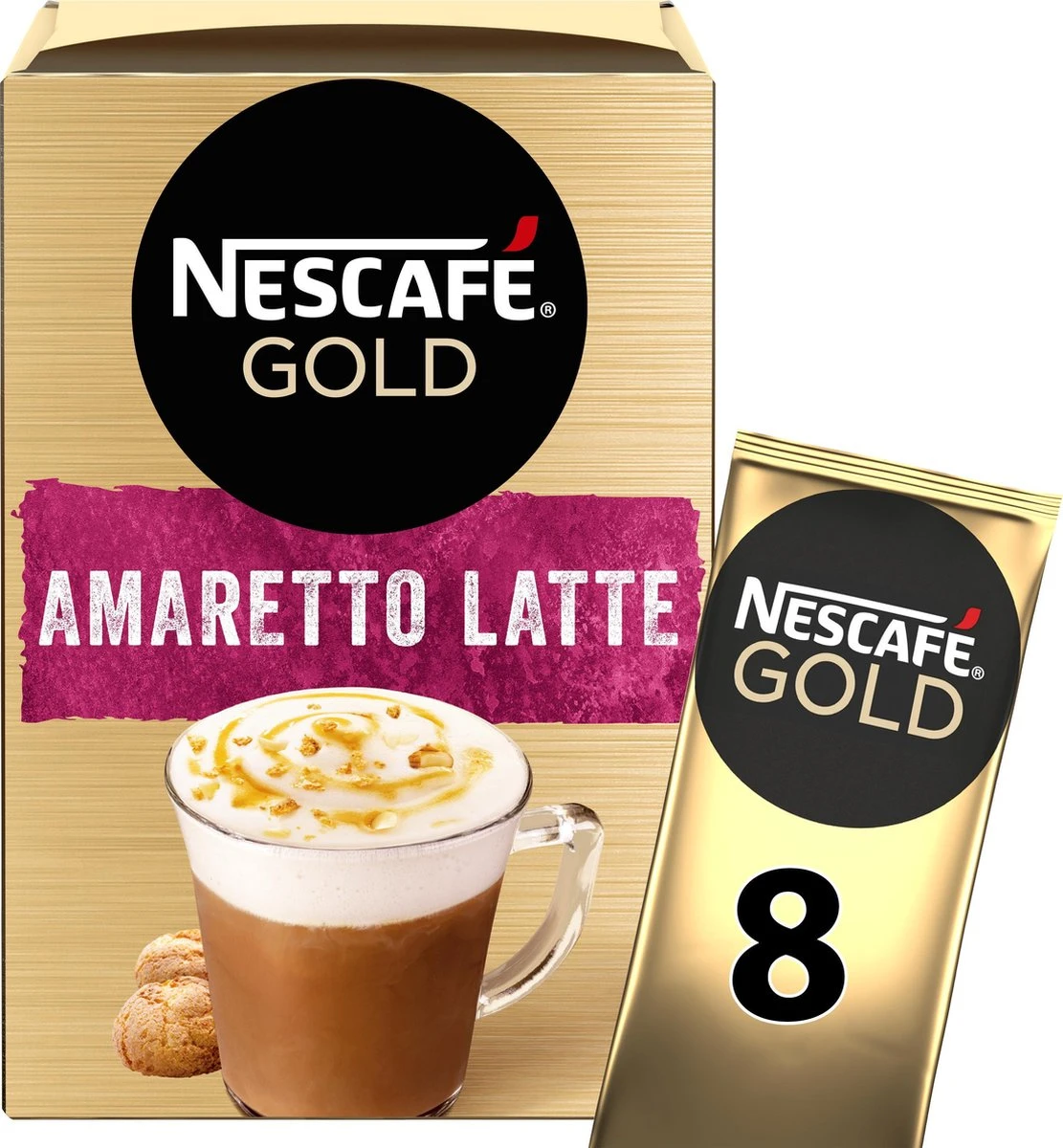 Nescafé Gold Amaretto Latte Oploskoffie - 6 Doosjes à 8 Zakjes 4 Nescafé Gold Amaretto Latte Oploskoffie - 6 Doosjes à 8 Zakjes - Afbeelding 3