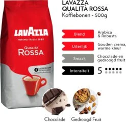 Lavazza Qualita Rossa Koffiebonen - 500g -Koffiedrank Winkel 1200x1162 1
