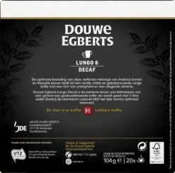 Douwe Egberts Lungo Decaf (6) - 10 X 20 Koffiecups -Koffiedrank Winkel 1200x1186 1