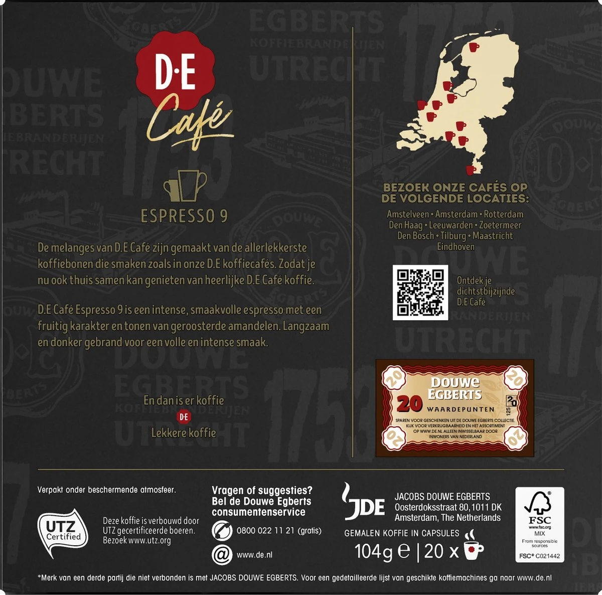 Douwe Egberts D.E Café Espresso Koffiecups - Intensiteit 9/12 - 10 X 20 Capsules 5 Douwe Egberts D.E Café Espresso Koffiecups - Intensiteit 9/12 - 10 X 20 Capsules - Afbeelding 3