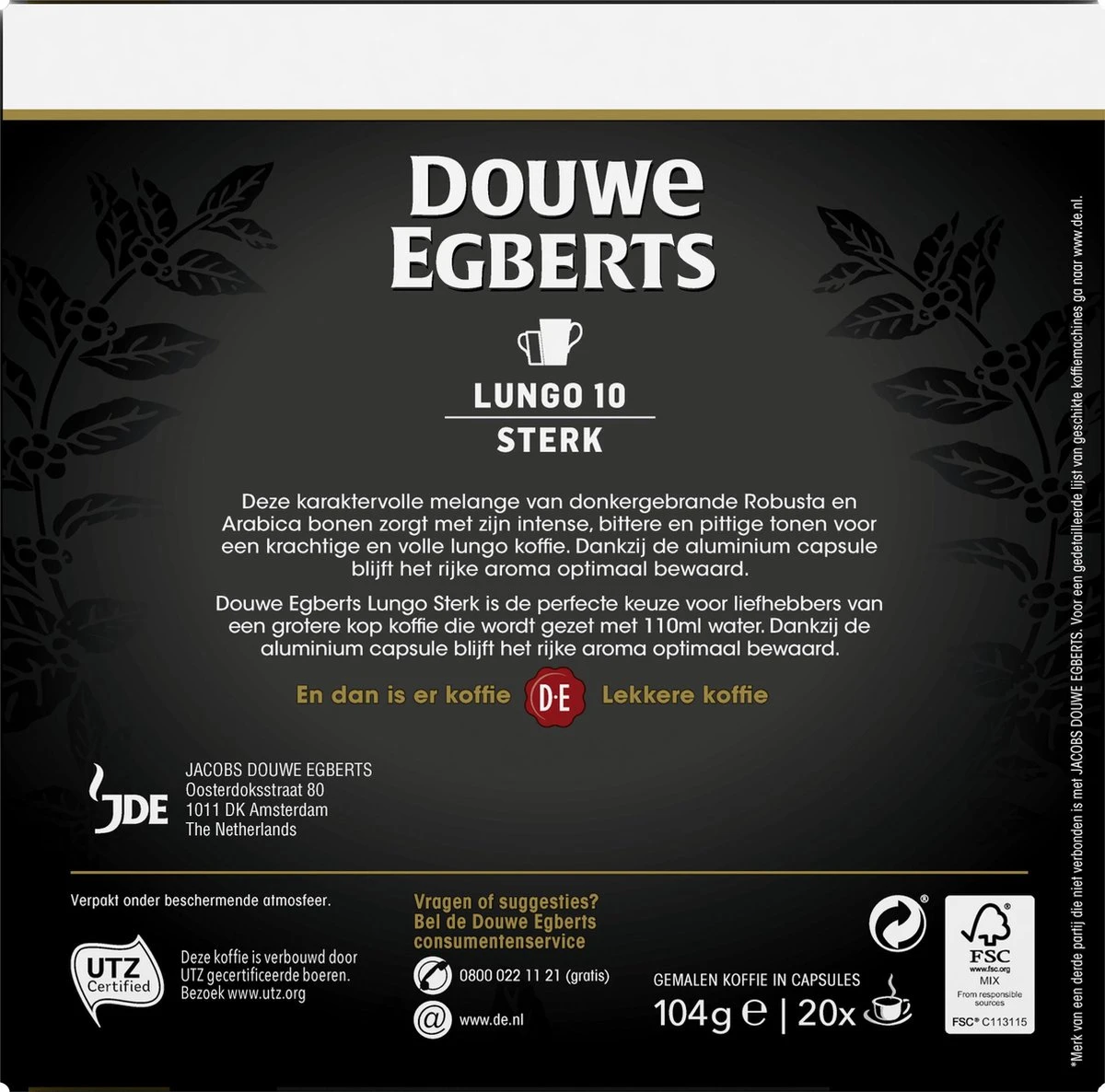 Douwe Egberts Lungo Sterk (10) - 10 X 20 Koffiecups 5 Douwe Egberts Lungo Sterk (10) - 10 X 20 Koffiecups - Afbeelding 3