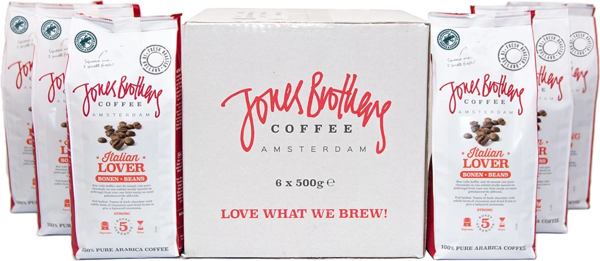 Jones Brothers Coffee Koffiebonen Italian Lover – 6 X 500 Gram 4 Jones Brothers Coffee Koffiebonen Italian Lover – 6 X 500 Gram - Afbeelding 2