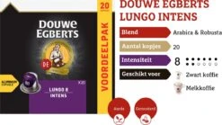 Douwe Egberts Lungo Intens Koffiecups - Intensiteit 8/12 - 10 X 20 Capsules -Koffiedrank Winkel 1200x673
