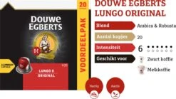 Douwe Egberts Lungo Original Koffiecups - Intensiteit 6/12 - 10 X 20 Capsules -Koffiedrank Winkel 1200x674
