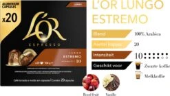 L'OR Lungo Estremo (10) - 10 X 20 Koffiecups 17 L'OR Lungo Estremo (10) - 10 X 20 Koffiecups -Koffiedrank Winkel 1200x678 1
