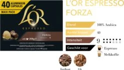 L'OR Espresso Forza Koffiecups - Intensiteit 9/12 - 4 X 40 Capsules -Koffiedrank Winkel 1200x678