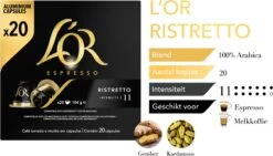 L'OR Espresso Ristretto Koffiecups - Intensiteit 11/12 - 10 X 20 Capsules -Koffiedrank Winkel 1200x685