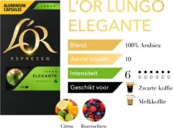 L'OR Lungo Elegante Koffiecups - Intensiteit 6/12 - 10 X 10 Capsules 18 L'OR Lungo Elegante Koffiecups - Intensiteit 6/12 - 10 X 10 Capsules -Koffiedrank Winkel 1200x893
