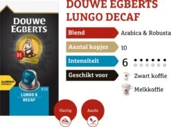 Douwe Egberts Lungo Decaf Koffiecups - Intensiteit 6/12 - 10 X 10 Capsules -Koffiedrank Winkel 1200x895