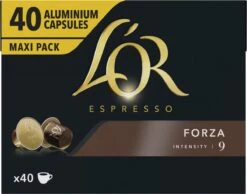 L'OR Espresso Forza Koffiecups - Intensiteit 9/12 - 4 X 40 Capsules -Koffiedrank Winkel 1200x942 1