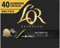 L'OR Espresso Ristretto Koffiecups - Intensiteit 11/12 - 4 X 40 Capsules -Koffiedrank Winkel 1200x965 2