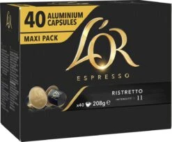 L'OR Espresso Ristretto Koffiecups - Intensiteit 11/12 - 4 X 40 Capsules -Koffiedrank Winkel 1200x989 1