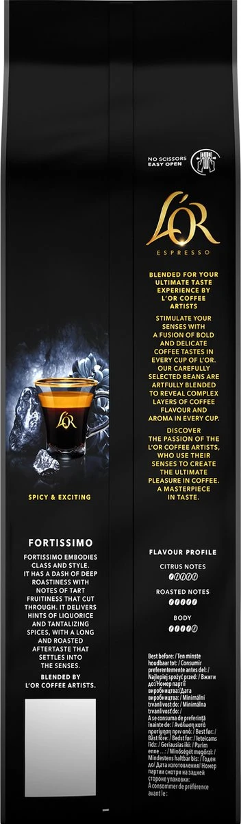 L'OR Espresso Fortissimo Koffiebonen (10) - 4 X 500 Gram 4 L'OR Espresso Fortissimo Koffiebonen (10) - 4 X 500 Gram - Afbeelding 2