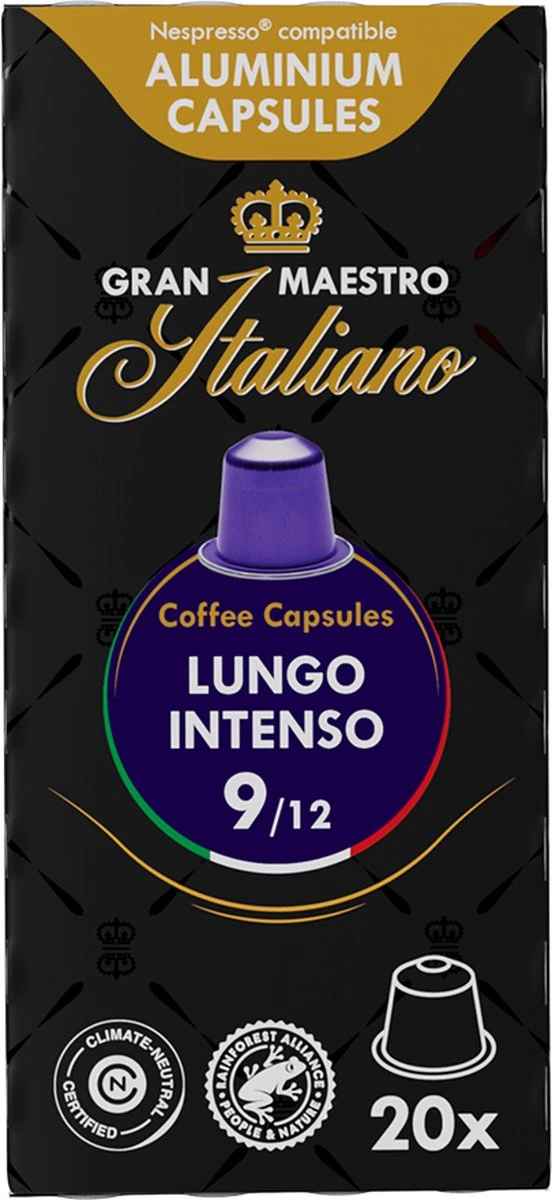 Gran Maestro Italiano - Lungo Intenso - Koffiecups - Nespresso Compatibel Capsules - Krachtige Smaak - 6 X 20 Cups 6 Gran Maestro Italiano - Lungo Intenso - Koffiecups - Nespresso Compatibel Capsules - Krachtige Smaak - 6 X 20 Cups - Afbeelding 4