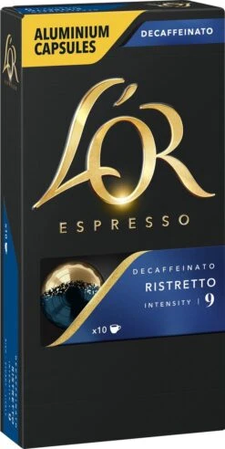 L'OR Espresso Ristretto Decaffeinato - Intensiteit 9/12 - 10 X 10 Capsules -Koffiedrank Winkel 603x1200