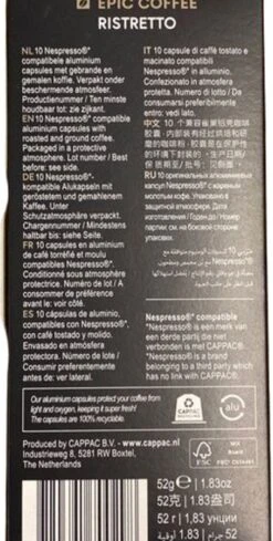100 Capsules Epic Coffee - Ristretto - Nespresso® Compatible Aluminium Capsules - RFA Keurmerk - Doos 100 Stuks 16 100 Capsules Epic Coffee - Ristretto - Nespresso® Compatible Aluminium Capsules - RFA Keurmerk - Doos 100 Stuks -Koffiedrank Winkel 606x1200 7