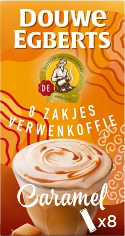 Douwe Egberts Verwenkoffie Latte Caramel Oploskoffie - 5 X 8 Zakjes -Koffiedrank Winkel 633x1200 2