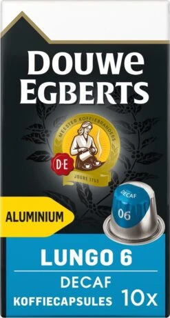 Douwe Egberts Lungo Decaf Koffiecups - Intensiteit 6/12 - 10 X 10 Capsules -Koffiedrank Winkel 643x1200 1