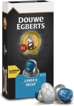 Douwe Egberts Lungo Decaf Koffiecups - Intensiteit 6/12 - 10 X 10 Capsules -Koffiedrank Winkel 836x1200
