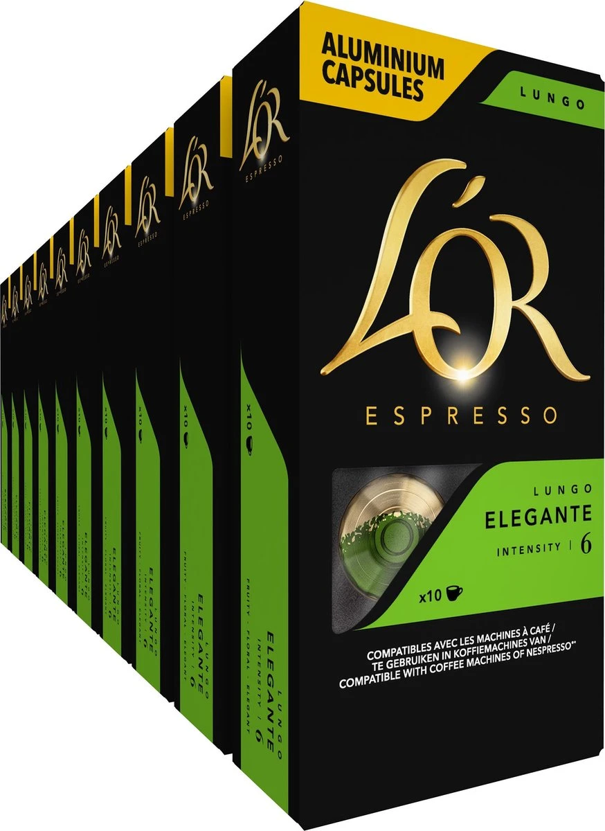 L'OR Lungo Elegante Koffiecups - Intensiteit 6/12 - 10 X 10 Capsules 3 L'OR Lungo Elegante Koffiecups - Intensiteit 6/12 - 10 X 10 Capsules