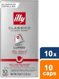 Illy Lungo Classico Koffiecups - Intensiteit 5/9 - 10 X 10 Capsules -Koffiedrank Winkel 904x1200