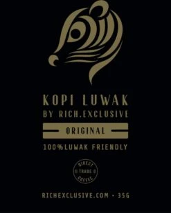 Kopi Luwak Koffie. 35 Gram Ongemalen Bonen. Direct Trade. Single Origin. The Original By Rich.Exclusive.